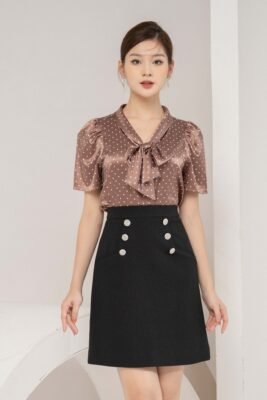 Brown Pattern Silk Top